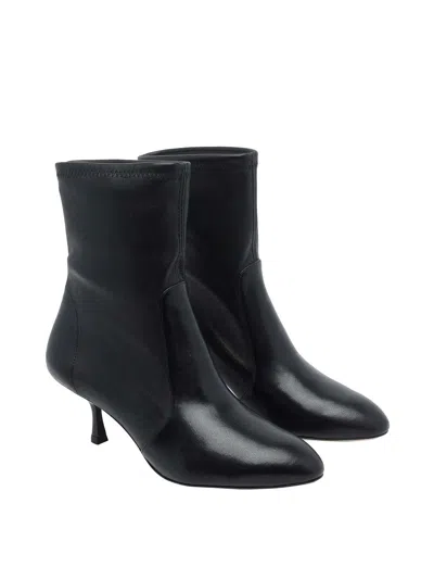 Stuart Weitzman Madison Leather Ankle Boots In Black