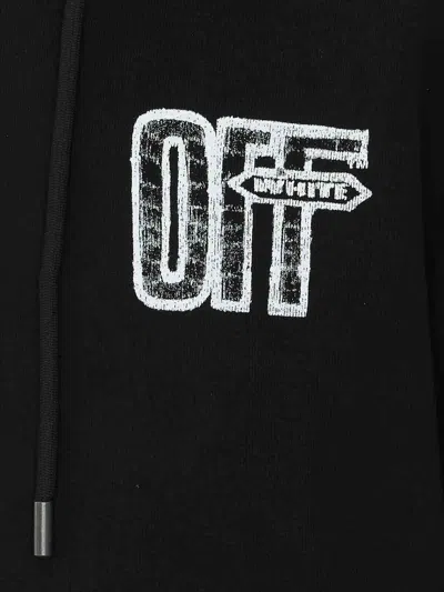 Off-white Motion Arrow Skate Black Cotton Hoodie With Distinctive Graphic Prints In Negro