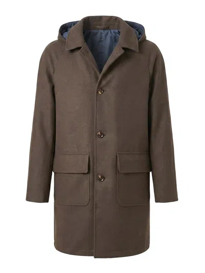 Kired Cusna Reversible Hooded Coat In Brown