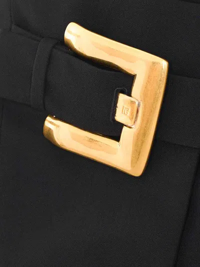 Balmain Short Belted Skirt In Black