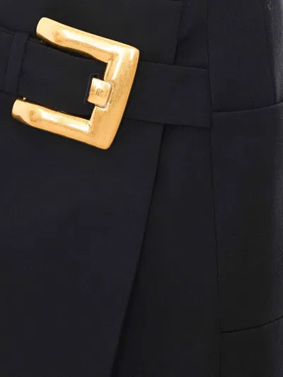 Balmain Short Belted Skirt In Black