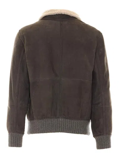Brunello Cucinelli Suede Bomber In Brown