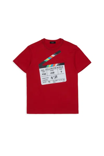 N°21 그래픽 프린트 티셔츠 In Red