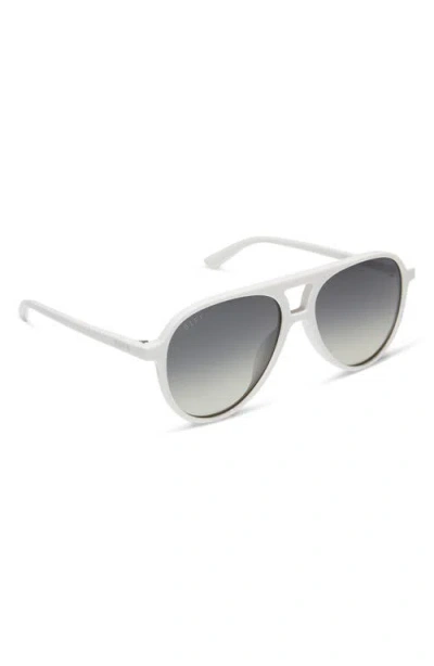 Diff Tosca Ii 56mm Aviator Sunglasses In Grey Gradient Silver Flash