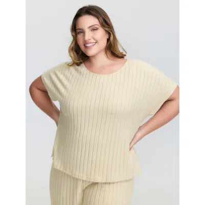 Bloomchic Stretchy Pit Strip Solid Loungewear Set In Yellow