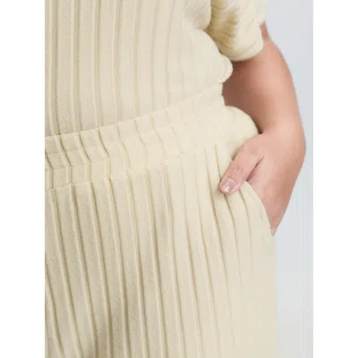 Bloomchic Stretchy Pit Strip Solid Loungewear Set In Yellow