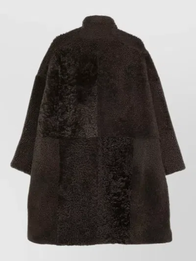 Tom Ford Cashmere Cocoon Jacket Oversized Patchwork Texture In Brown