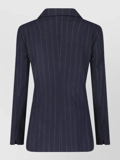 Lardini Double Breasted Pinstripe Blazer Flower Pin In Blue