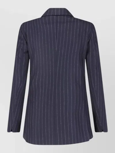 Lardini Double Breasted Pinstripe Blazer Flower Pin In Multi