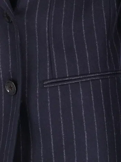 Lardini Double Breasted Pinstripe Blazer Flower Pin In Multi