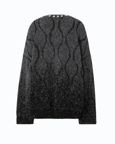 Pinko Crystal-embellished Sequin-pattern Sweater In Black