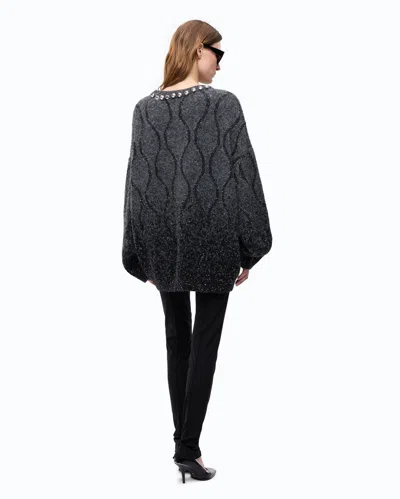 Pinko Crystal-embellished Sequin-pattern Sweater In Black