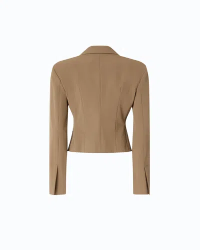 Pinko Single-breasted Cropped Blazer In Brown
