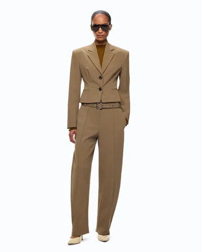 Pinko Single-breasted Cropped Blazer In Brown