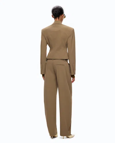 Pinko Single-breasted Cropped Blazer In Brown