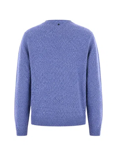 Dondup Flecked-knit Wool Sweater In Blue