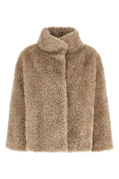 Herno Shearling-effect Polyester Coat In Neutral