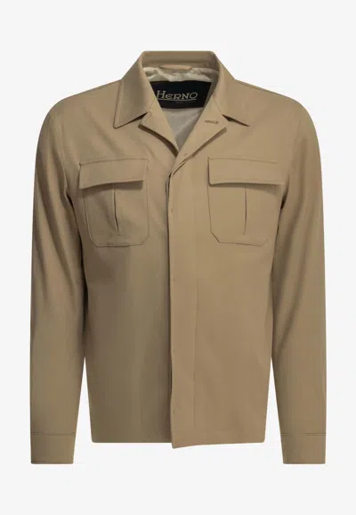 Herno Classic Buttoned Overshirt In Green