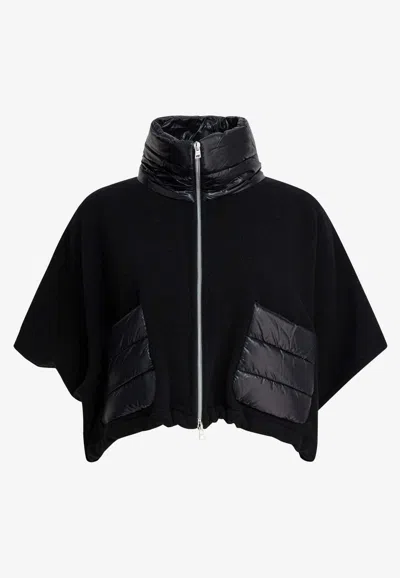Herno Women Resort Poncho In Wool And Cashemre With Ultralight Nylon Details In Multi