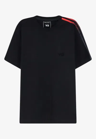 Y-3 Gradient-stripe Logo-print T-shirt In Black