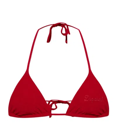 Dsquared2 Logo-embroidered Triangle Bikini Top In Red