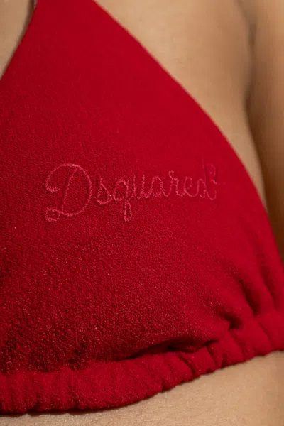 Dsquared2 Logo-embroidered Triangle Bikini Top In Red