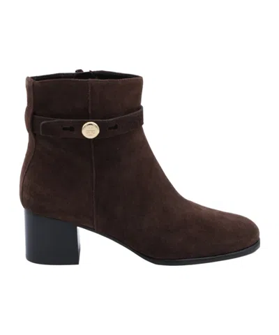 Tory Burch Chunky Heeled Ankle Boots In Burgundy