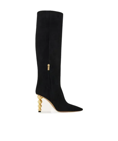 Ferragamo Spherical Heel Boot In Black