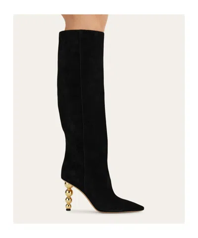 Ferragamo Spherical Heel Boot In Black
