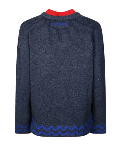 Marni Chevron-pattern Layered-effect Sweater In Blue