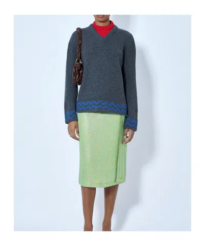 Marni Chevron-pattern Layered-effect Sweater In Blue