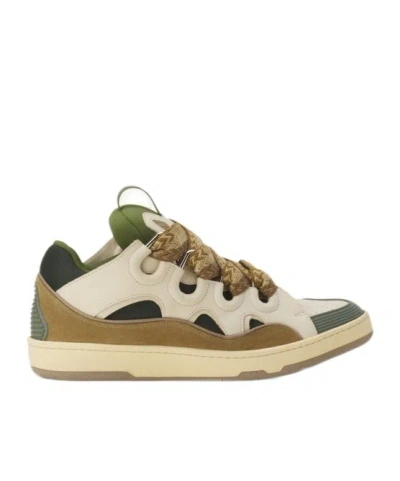 Lanvin Low-top Sneakers With Dynamic Panel Design And Textured Finish In White