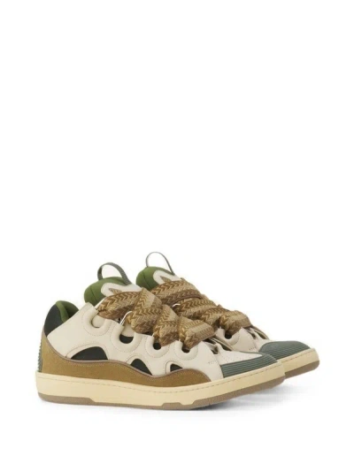 Lanvin Low-top Sneakers With Dynamic Panel Design And Textured Finish In White