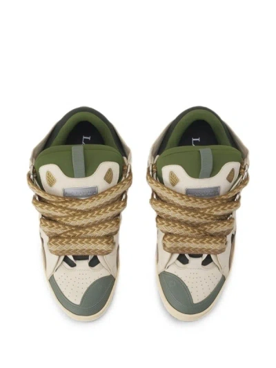 Lanvin Low-top Sneakers With Dynamic Panel Design And Textured Finish In White