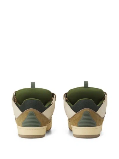 Lanvin Low-top Sneakers With Dynamic Panel Design And Textured Finish In White