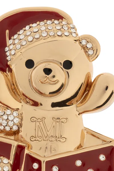 Max Mara Teddy Bear Brooch In Multi