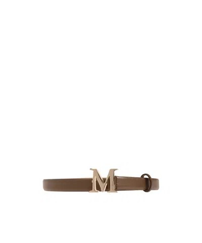 Max Mara M-logo Leather Belt In Brown