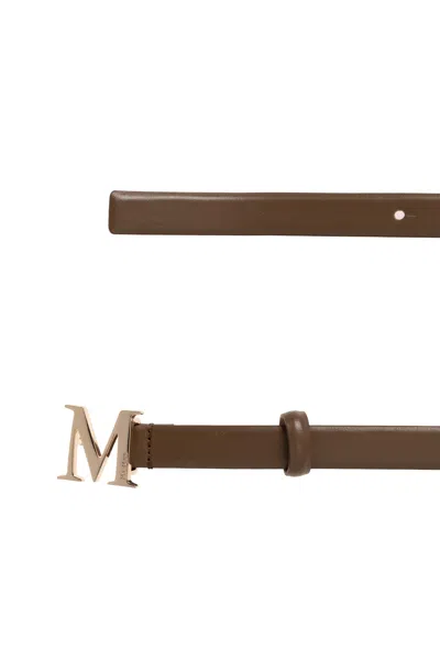 Max Mara M-logo Leather Belt In Brown