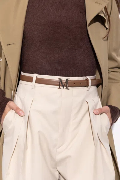 Max Mara M-logo Leather Belt In Brown