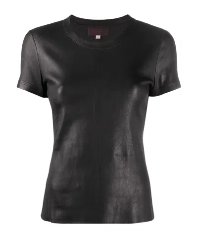 Stouls 05 Stretch-leather T-shirt In Black