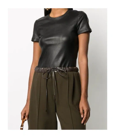 Stouls 05 Stretch-leather T-shirt In Black