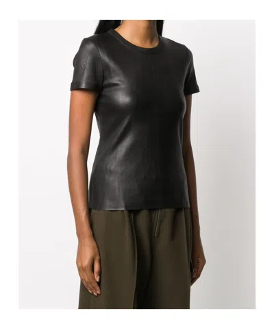 Stouls 05 Stretch-leather T-shirt In Black