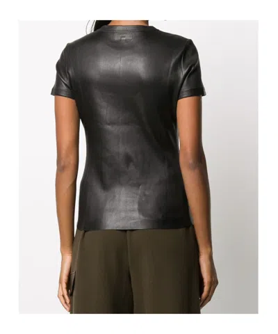 Stouls 05 Stretch-leather T-shirt In Black