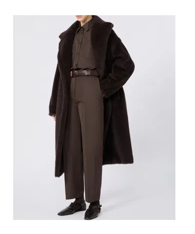 Max Mara Teddy Bear Alpaca Wool Oversized Coat In Black