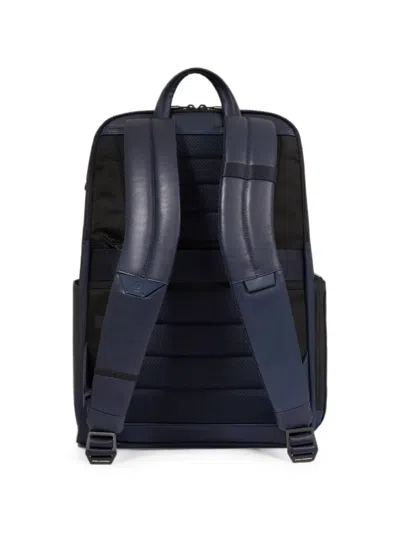Piquadro Multi-pocket Leather Backpack In Blue