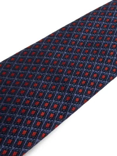 Ferragamo Geometric-pattern Silk Tie In Blue