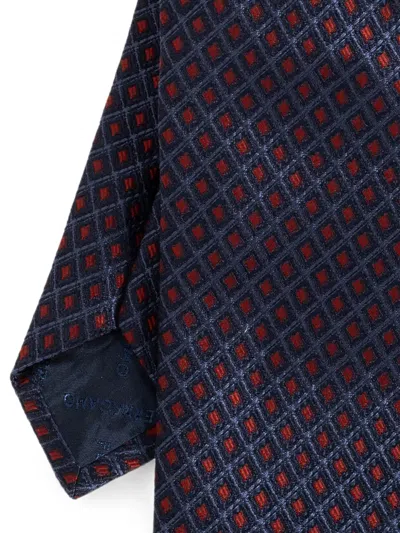 Ferragamo Geometric-pattern Silk Tie In Blue
