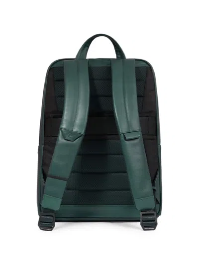 Piquadro Multi-pocket Leather Backpack In Green