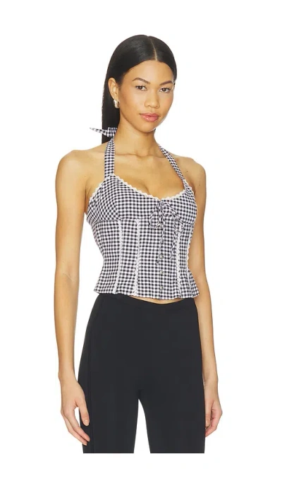 Guizio Marini Gingham Corset Black/white In Black & White