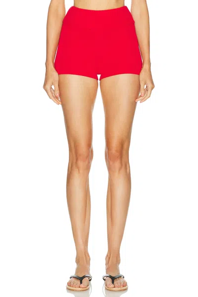 Elce Exclusive Sol Ribbed-knit Shorts In Red